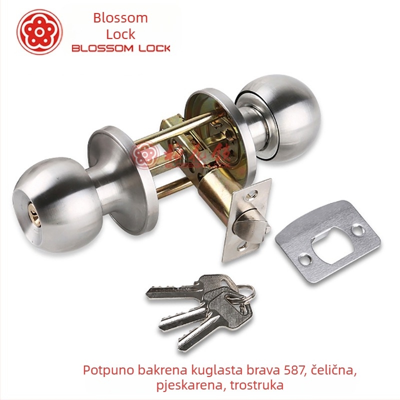 Plum Lock kuglasta brava za unutarnja vrata spavaće sobe – zaštita od krađe, model 587