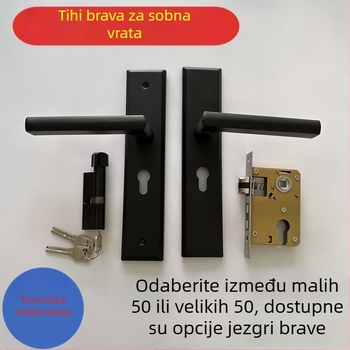 Tiha magnetska brava za unutarnja vrata – set za vrata spavaće sobe s drvenom ručkom, univerzalni podijeljeni zasun