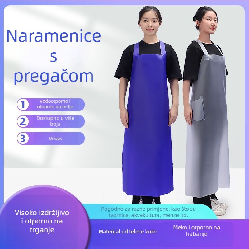 Vodootporna i masnoćama otporna kuhinjska pregača s naramenicama, za kuhinju, catering i preradu morskih plodova, unisex radna pregača