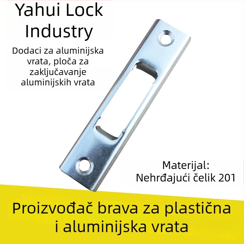 Brava za vrata od aluminijske legure s kukom od nehrđajućeg čelika, kanalska brava za aluminijski profil, kupaonska vrata s jednim jezičcem
