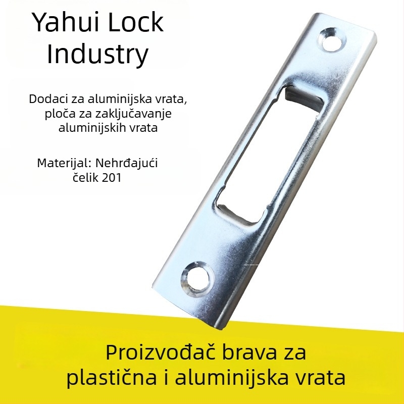 Brava za vrata od aluminijske legure s kukom od nehrđajućeg čelika, kanalska brava za aluminijski profil, kupaonska vrata s jednim jezičcem