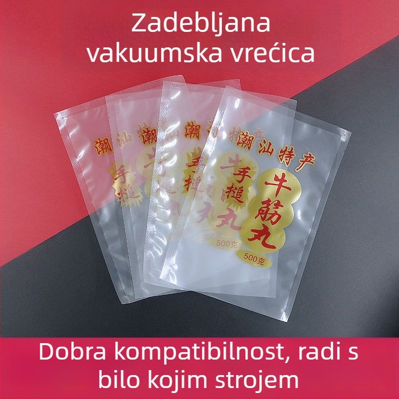 Prozirne vakuumske vrećice za teleće mesne okruglice s tetivom; prehrambene plastične vrećice za kuhana jela