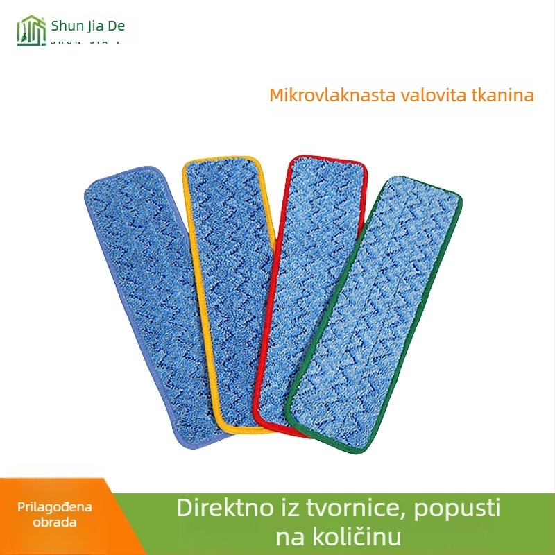Ploški mop od mikrovlakana s valovitim uzorkom, sustav kodiranja bojama, odvojivi i perivi na visokoj temperaturi, za kućnu uporabu.