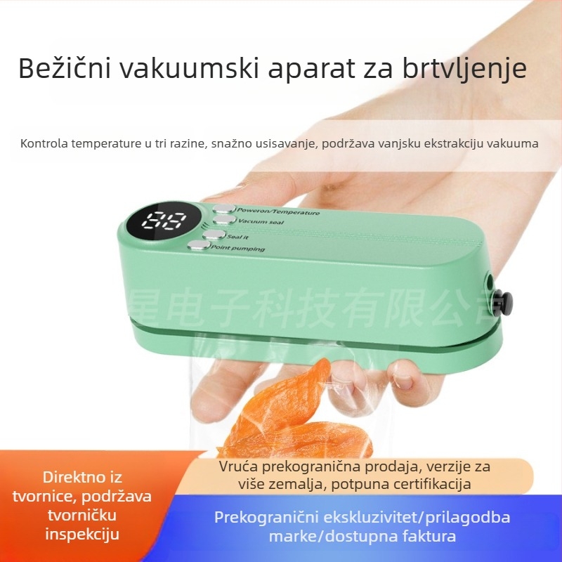 Mini bežični vakuumski zatvarač za kućnu upotrebu, punjiva kuhinjska mašina za pakiranje hrane