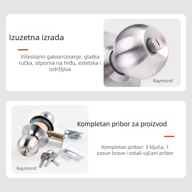 587 nehrđajući čelični kuglični brava za unutarnje drvena vrata s bakrenim premazom