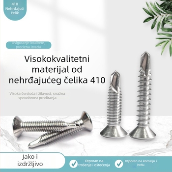 Vijci od nehrđajućeg čelika 410, plosne glave, krstnog odvijača, samorezni vijci za ugradnju vrata i prozora