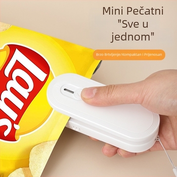 Mini stroj za zatvaranje grickalica, 2-u-1 rezanje i zatvaranje, punjivi prijenosni vakuumski zatvarač za kućnu upotrebu