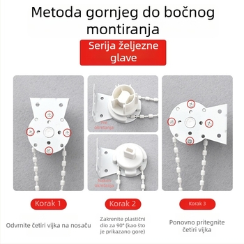 Aksesoari za rolo žaluzine s kugličnim užetom za vuču, željezni kraj rotirajućeg osovine, debeli vučni užad, komplet nosača za žaluzije
