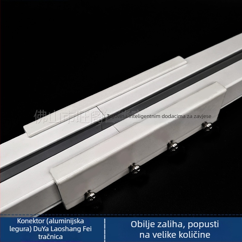 Vanjski konektor za aluminijsku šinu električnih zavjesa — bijela, uključuje 4 vijka, za vješanje