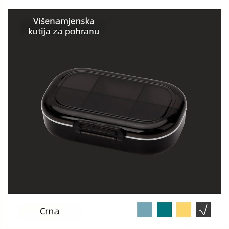 Odvojiva kutija za lijekove s 6 odjeljaka, velika kapaciteta, prijenosna, plastični materijal pogodan za hranu