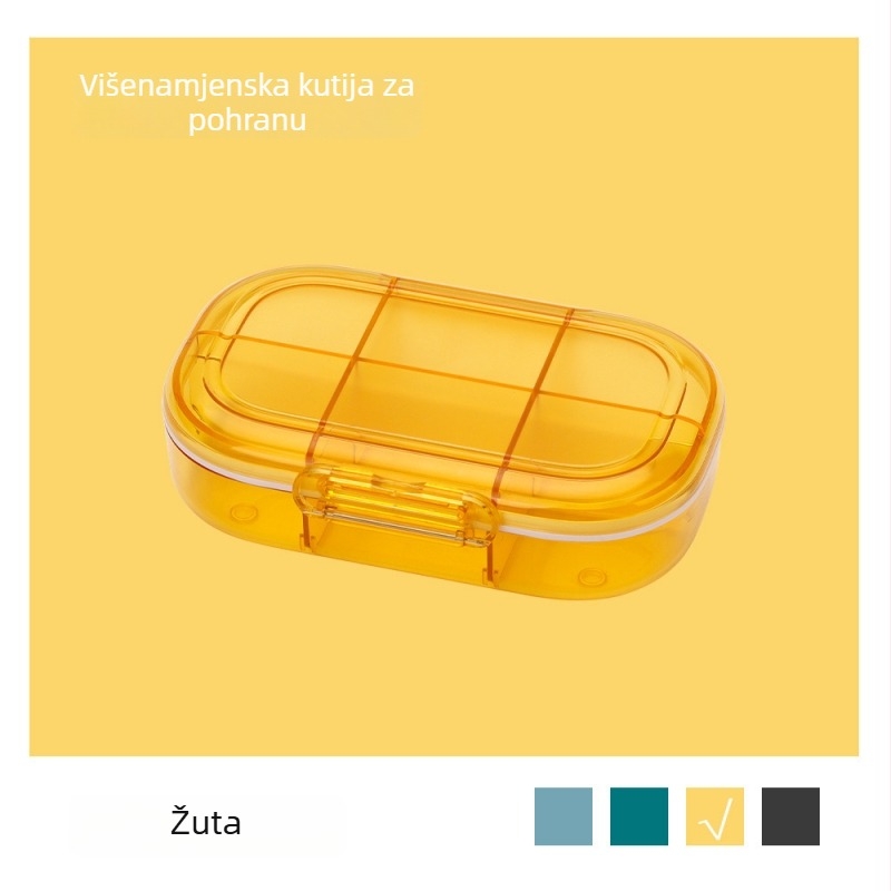 Odvojiva kutija za lijekove s 6 odjeljaka, velika kapaciteta, prijenosna, plastični materijal pogodan za hranu