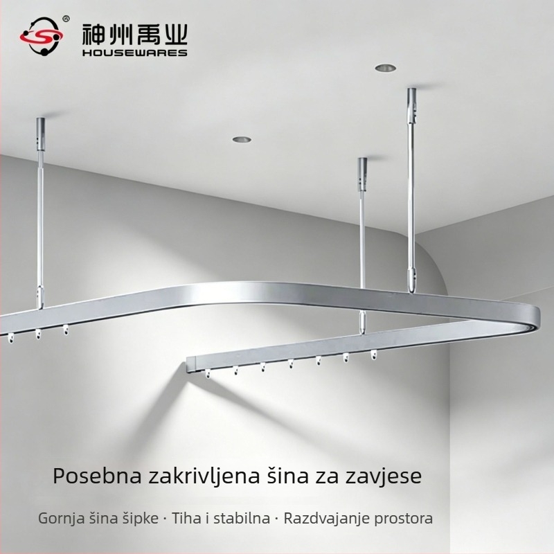 Bolnički zakrivljeni sustav vodilica za zavjese od aluminijske legure, klizne tračnice i viseće šipke