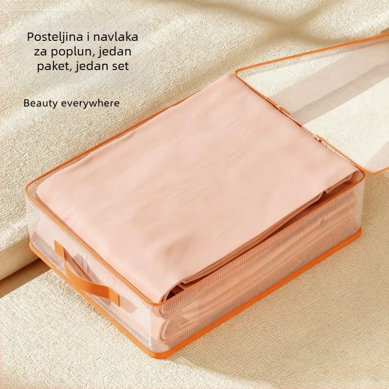 Prozirni četvero-dijelni set za pohranu posteljine i navlaka za pokrivač, zaštita od prašine, organizacija u ladicu