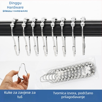 DG Kuke za zavjese s pet kuglica, nehrđajući čelik, paket od 12 kom., bijela i crna, moderni minimalistički kućni dodatak za prozore