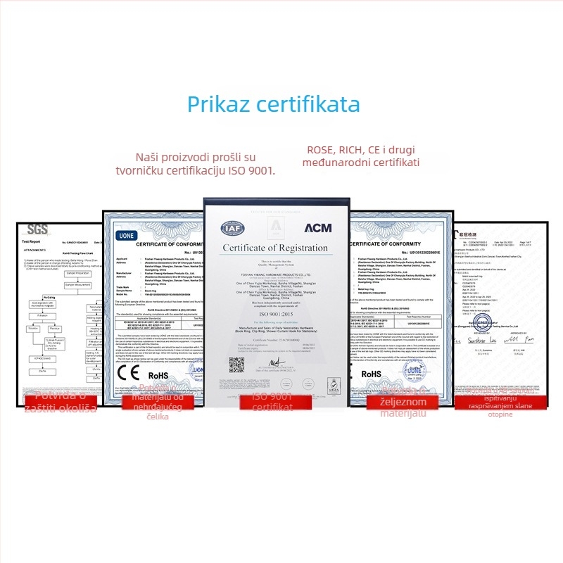 DG Kuke za zavjese s pet kuglica, nehrđajući čelik, paket od 12 kom., bijela i crna, moderni minimalistički kućni dodatak za prozore