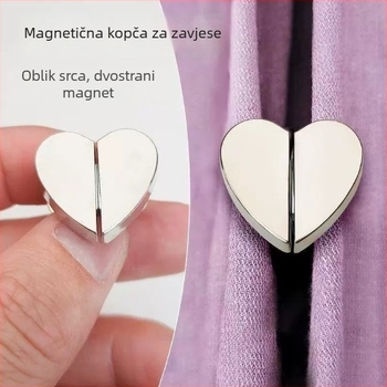Klipovi za zavjese u obliku srca s jakim metalnim magnetima, bez bušenja, odvojivi dodatak za zavjese