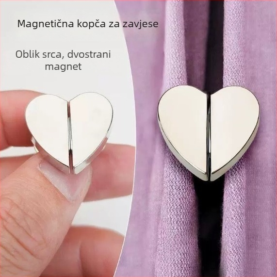 Klipovi za zavjese u obliku srca s jakim metalnim magnetima, bez bušenja, odvojivi dodatak za zavjese