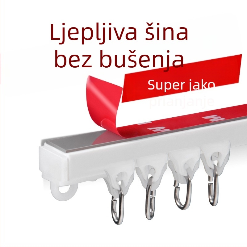Tračnica bez bušenja za ormariće i kupaonu – tihe kolotnice za zavjese za tuš i vrata, tračnica zavjesa po narudžbi