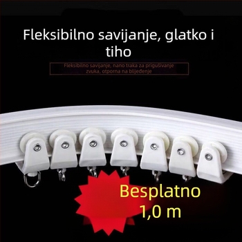 Zakrivljena vodilica zavjesa za zakrivljeni prozor i balkon, fleksibilna plastična jednoslojna vodilica s bočnim gornjim ugradnim