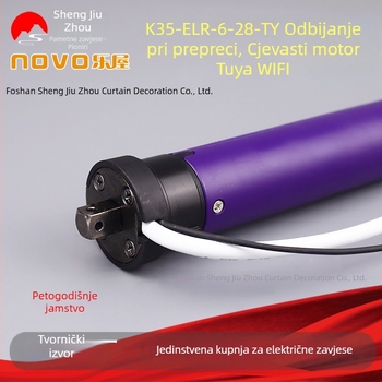 K35-ELR-6-28 cijevni motor za električne zavjese s povratkom pri otporu, X-Graffiti, NOVO Le House