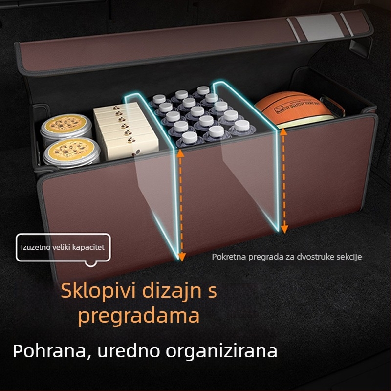 Kutija za skladištenje u prtljažniku s dijamantnim uzorkom, magnetsko držanje, velik kapacitet za auto predmete, sklopiva