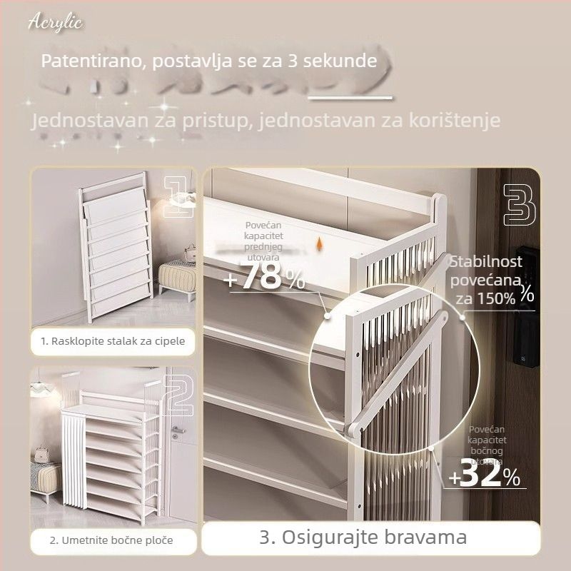 Sklopiva polica za cipele za unutarnju upotrebu, više etaža, bez montaže, otporna na prašinu