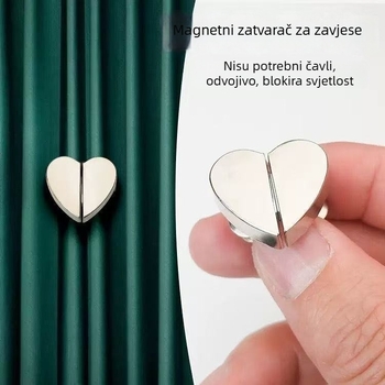 Srcem oblikovani magnetski klipsovi za zavjese, metalni magnetski zatvarači, bez čavala, sna magnetska odvojiva dopuna za zavjese