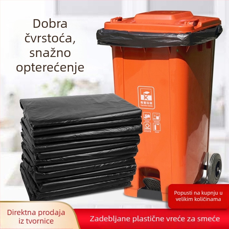 ABEPC Crne plastične vreće za smeće, velike veličine za upravljanje nekretninama, komercijalna, hotelska i uredska namjena, 80x100 cm / 60x80 cm