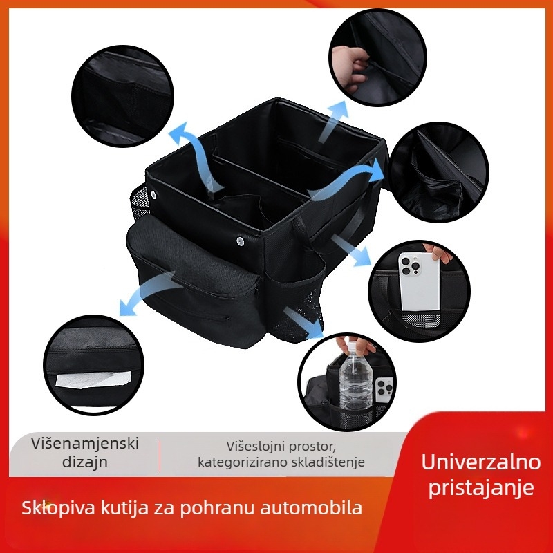 Sklopiva kutija za pohranu u unutrašnjosti automobila, s držačem za čaše, od Oxford tkanine