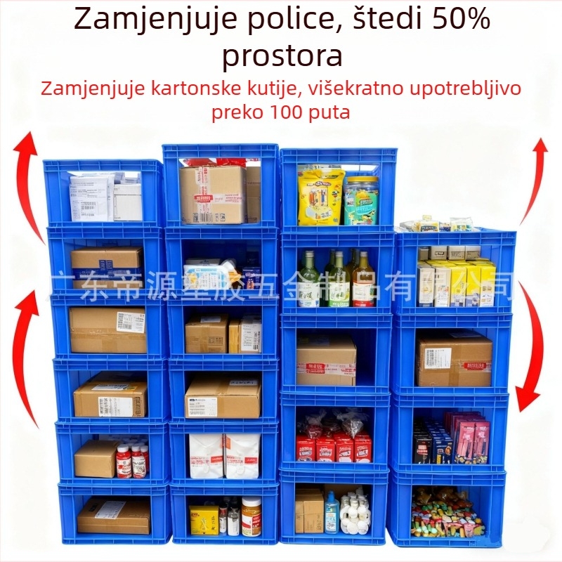 Kutija za skladištenje s otvorenim gornjim dijelom, stohoviva kutija za sortiranje, pravokutna