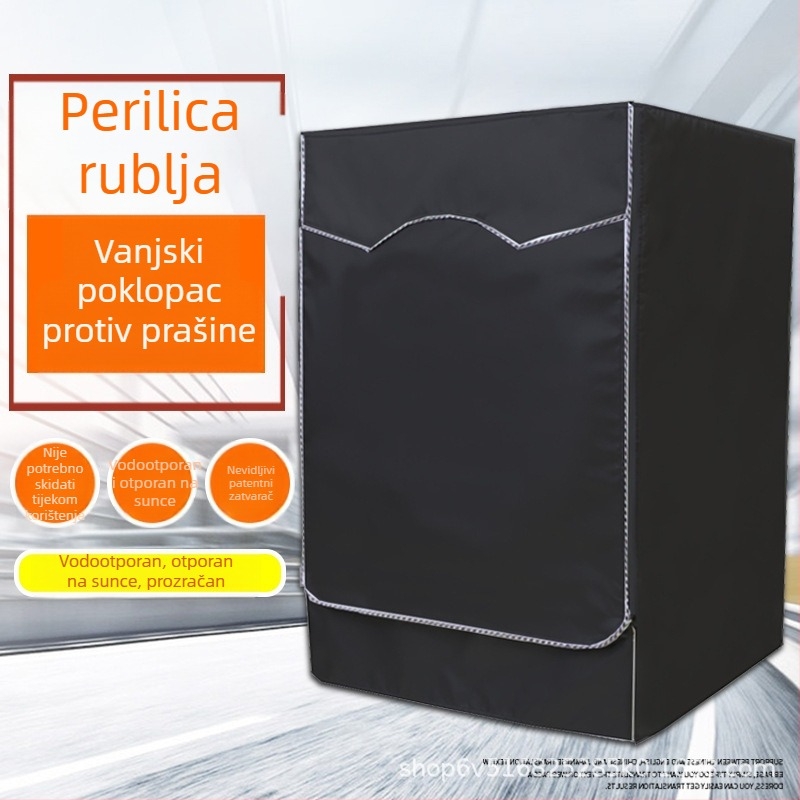 Crni pokrov za perilicu rublja, 210D – vodootporan, UV zaštita, za vanjsku upotrebu