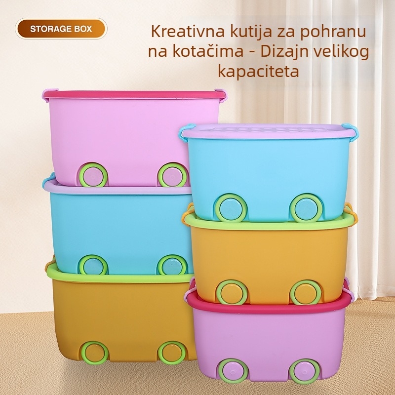 Plastična kutija za pohranu s poklopcem, prenosni organizator igračaka za dnevni boravak, kapacitet 0–5 L