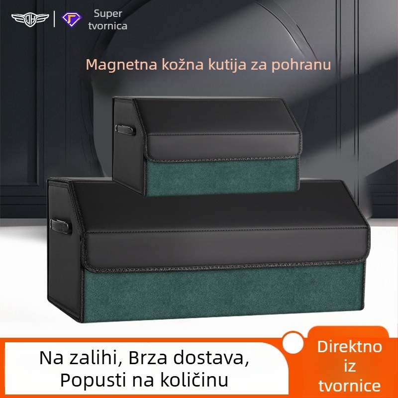 Kožni organizator za prtljažni prostor s magnetskim zatvaračem, u skladu s bojom, sklopiv, univerzalna kutija za skladištenje u automobilu