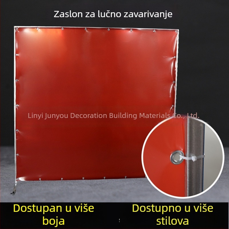 Zavarivački zaštitni zaslon protiv iskri, zavjesa za vrata na gradilištu od mekanog PVC-a, vatrootporna, sa okvirom i kotačićima