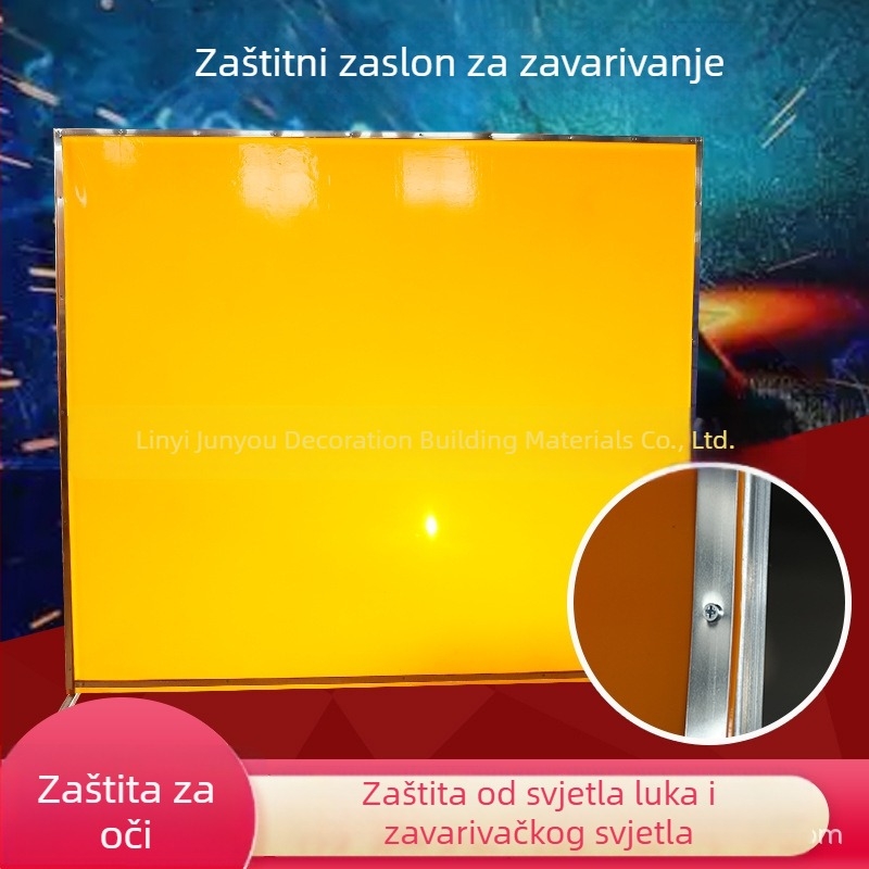 Zavarivački zaštitni zaslon protiv iskri, zavjesa za vrata na gradilištu od mekanog PVC-a, vatrootporna, sa okvirom i kotačićima