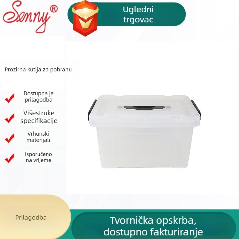 Prozirna plastična kutija za kućno skladištenje, organizator za odjeću i igračke, velik kapacitet, kutija za grickice