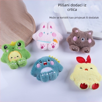 Slatki plišani pilić set dodataka – crtani mini ljubimci, broš, ukosnica za kosu i futrola za telefon