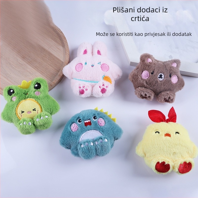 Slatki plišani pilić set dodataka – crtani mini ljubimci, broš, ukosnica za kosu i futrola za telefon