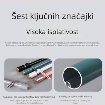 Aluminijska zavjesna šipka od legure aluminija, tihi rad, s kompletnim setom dodatne opreme, nosače i ojačane kukice, za jednoručni ili dvostruki rod