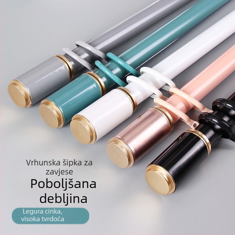 Aluminijska zavjesna šipka od legure aluminija, tihi rad, s kompletnim setom dodatne opreme, nosače i ojačane kukice, za jednoručni ili dvostruki rod
