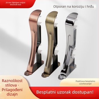 Držač zavjesa sa zmijskim konveksnim utorom, dvostruka romanska šipka, tih rad, gornja i bočna montaža