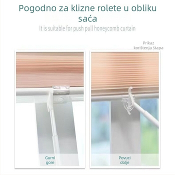135 cm teleskopna rotirajuća šipka za zavjese i plise, aluminijska legura