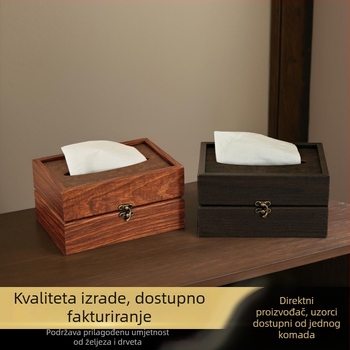 Drvena kutija za maramice za blagovaonski stol, retro dizajn, dnevni boravak