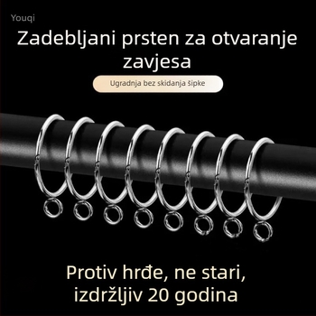 Zavjesni otvoreni prsten s podesivim metalnim kukama za rimski štap – kružni zatvarač za zavjese i visi prsten