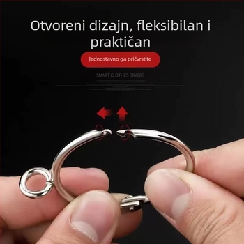 Zavjesni otvoreni prsten s podesivim metalnim kukama za rimski štap – kružni zatvarač za zavjese i visi prsten