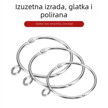 Zavjesni otvoreni prsten s podesivim metalnim kukama za rimski štap – kružni zatvarač za zavjese i visi prsten