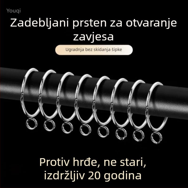 Zavjesni otvoreni prsten s podesivim metalnim kukama za rimski štap – kružni zatvarač za zavjese i visi prsten