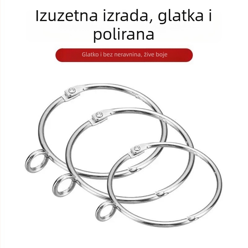 Zavjesni otvoreni prsten s podesivim metalnim kukama za rimski štap – kružni zatvarač za zavjese i visi prsten