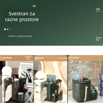 Prozirna kutija za maramice, bez bušenja, diskretan luksuzan dizajn za dnevni boravak i kupaonicu