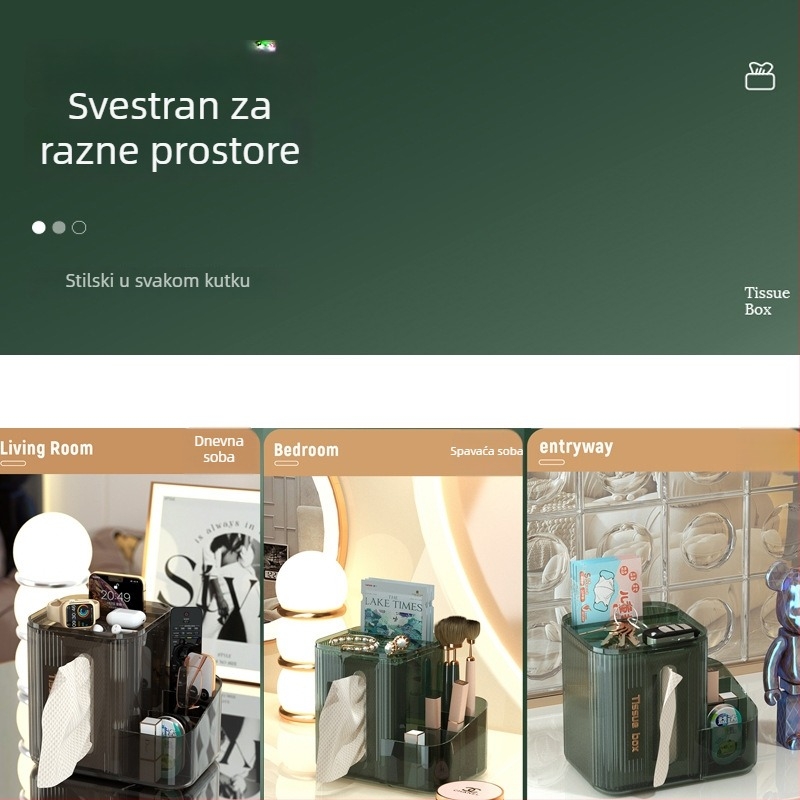 Prozirna kutija za maramice, bez bušenja, diskretan luksuzan dizajn za dnevni boravak i kupaonicu